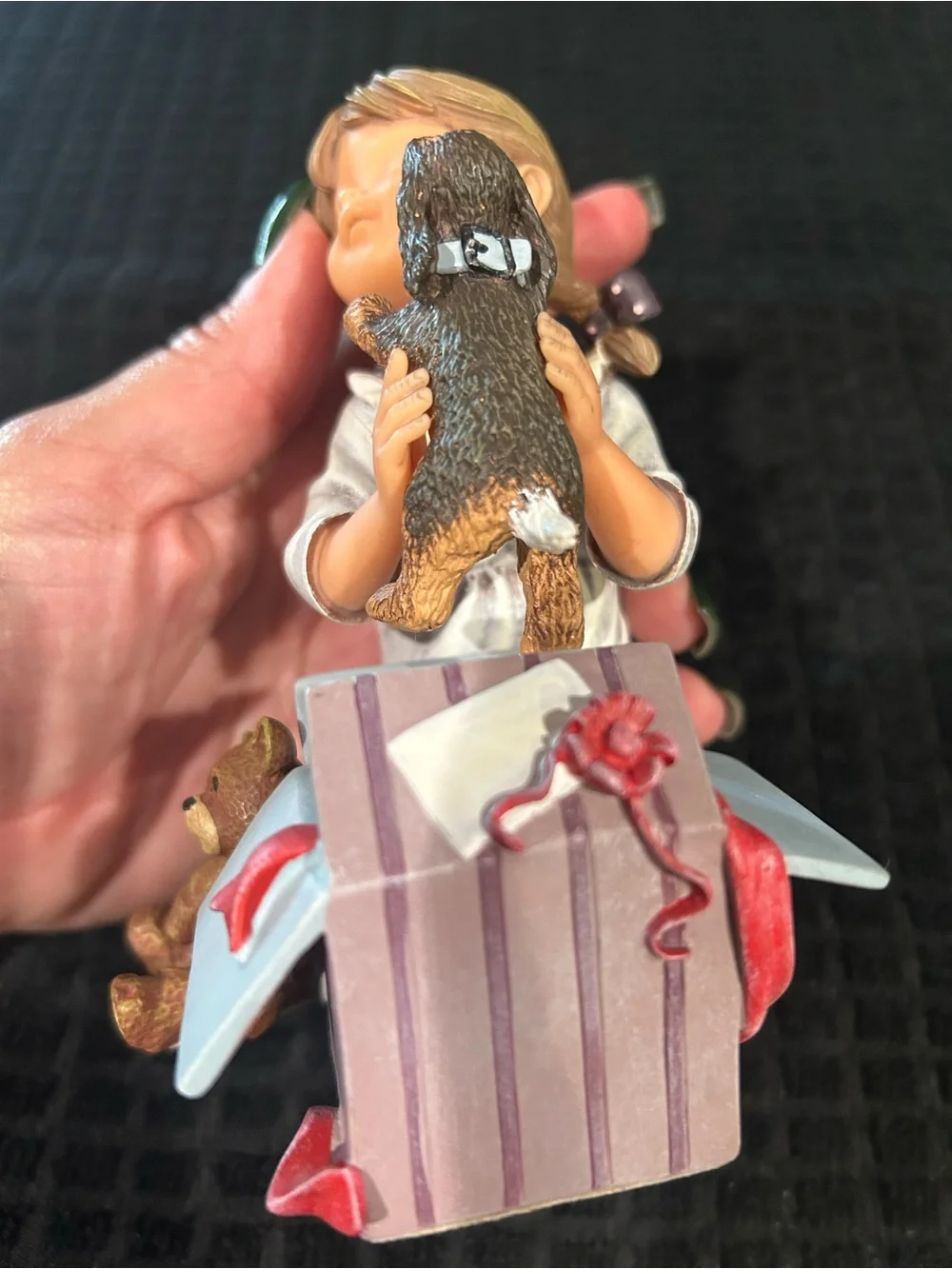 Girl and Puppy Figurine - White Dress & Brown Puppy Collectible